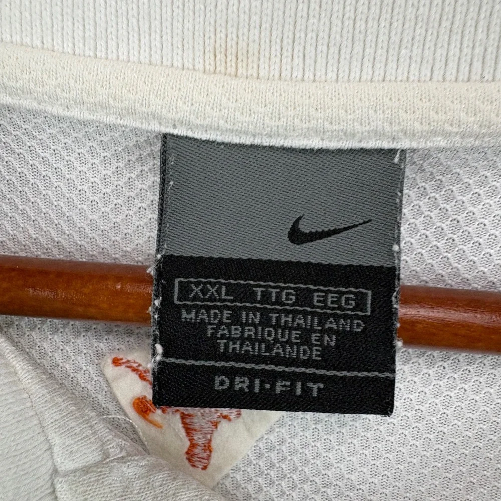 Nike Texas Basketball Polo Shirt Mens XXL White Dri-Fit Short Sleeve Swoosh Logo